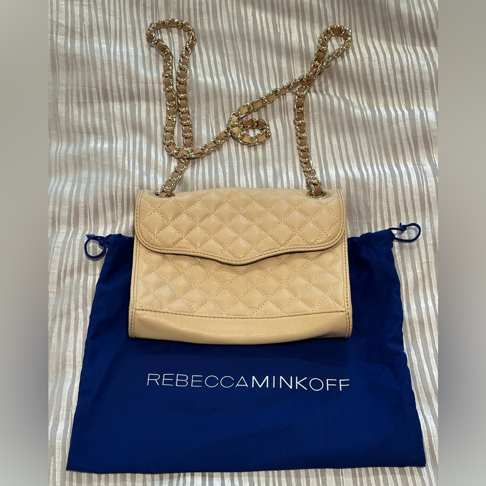 Rebecca Minkoff quilted affair bag in tan. Only worn a handful of times.